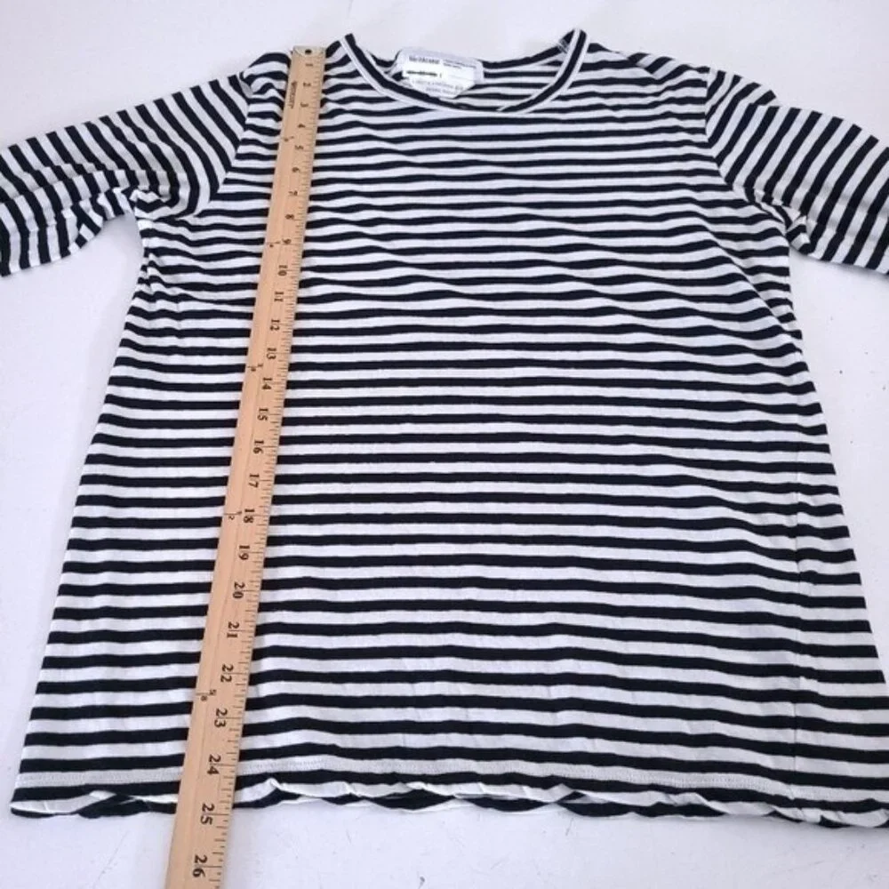 Veritecoeur Womens Black White Striped Long Sleeve Shirt - One Size